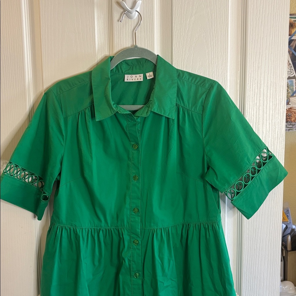 JOAN RIVERS | Bright, kelly green dress, small, short sleeve - EUC - Picture 2 of 7